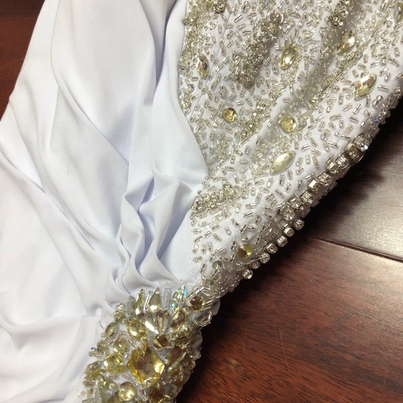 White Jersey Evening Gown - Picture 4 of 7